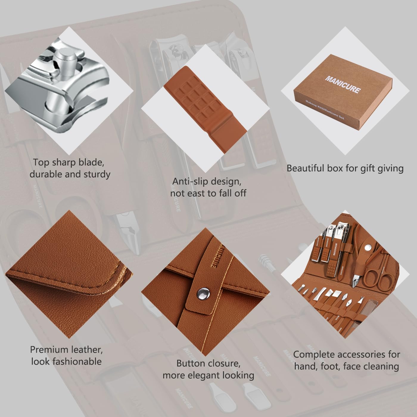 Leipple leather case brown with closure illustrating elegant organization