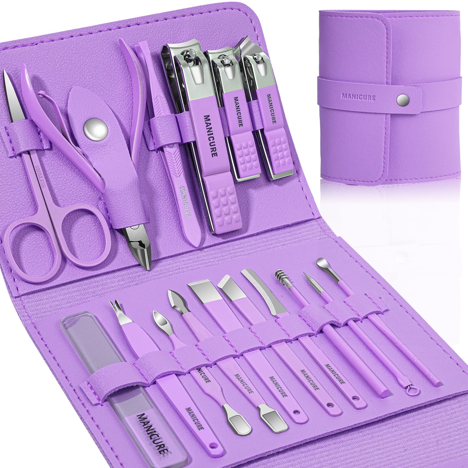 Leipple manicure set leather case close-up for organized travel grooming