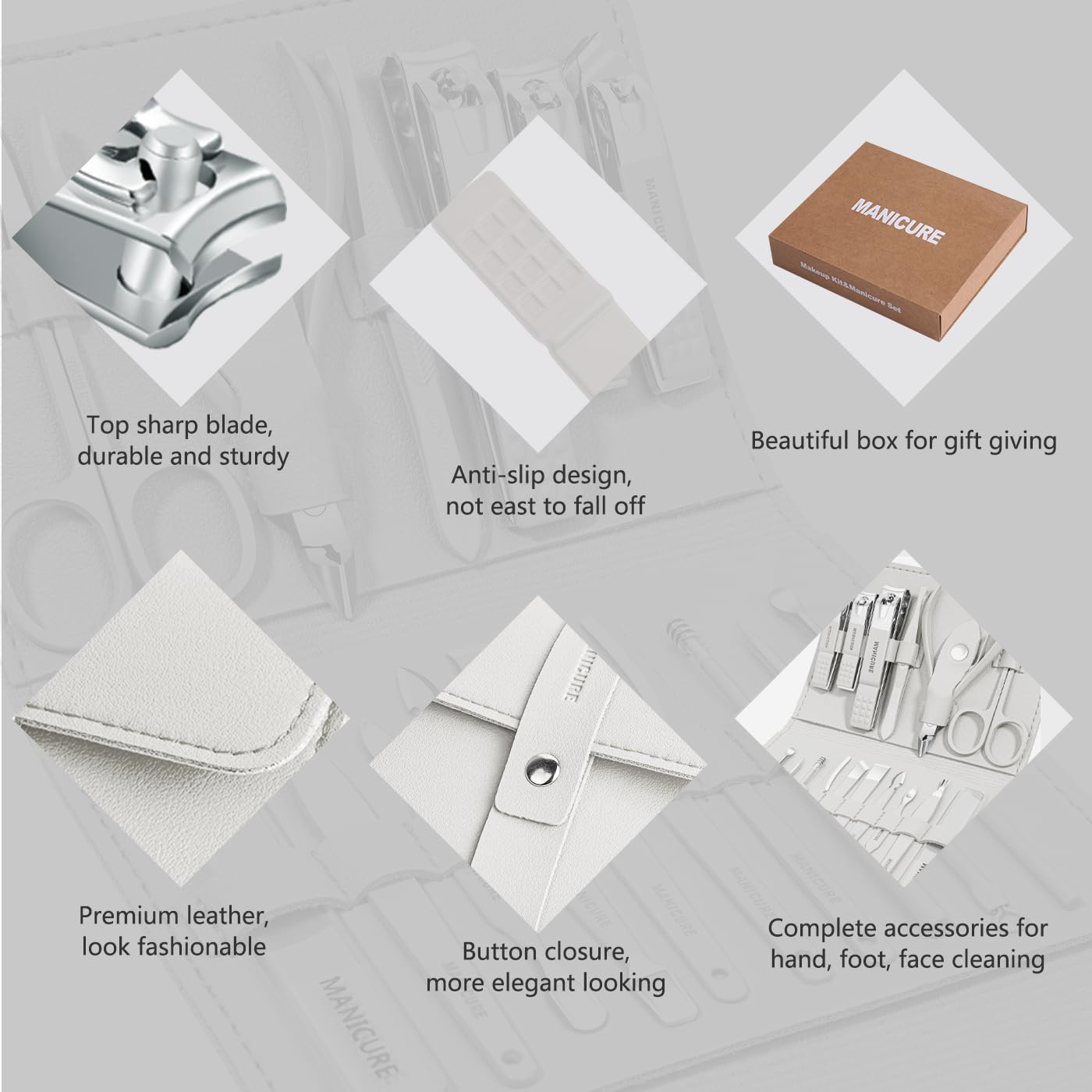 Leipple Manicure Set tweezers and file provide precise shaping and grooming on the go