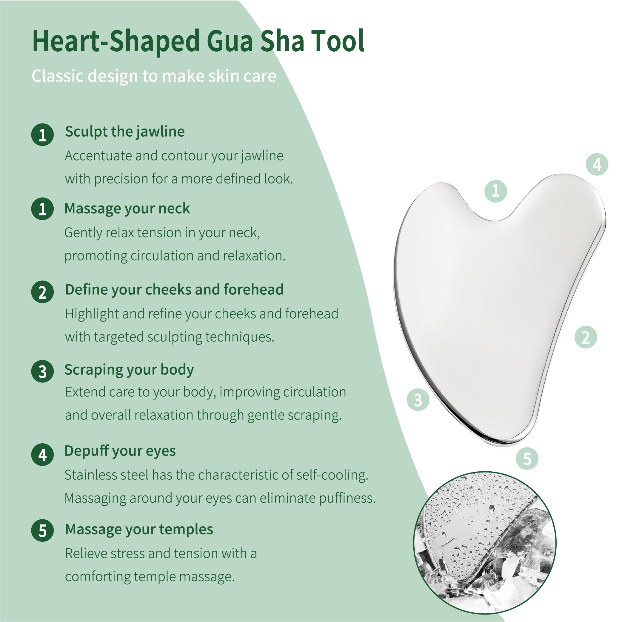 LeMeeOly heart-shaped gua sha tool for gentle facial sculpting and relaxing massage.
