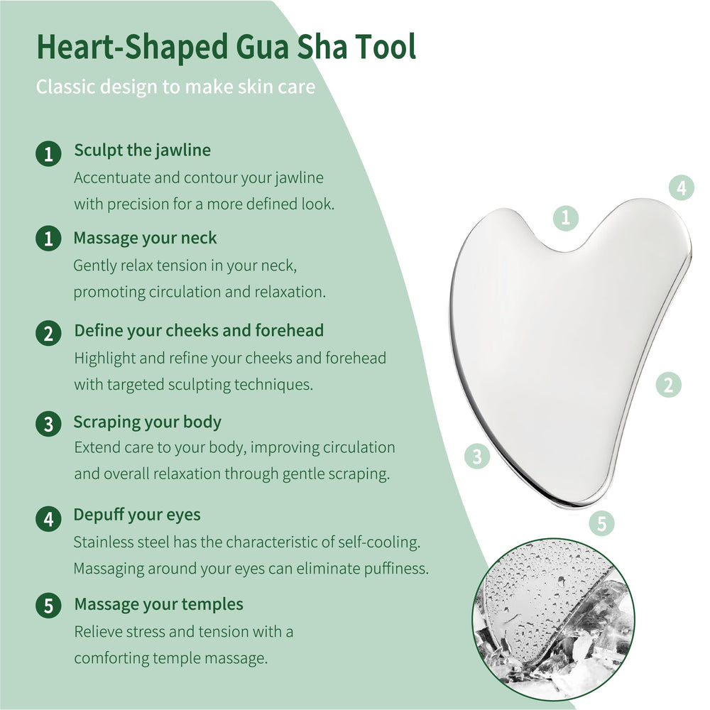 LeMeeOly heart-shaped gua sha tool for gentle facial sculpting and relaxing massage.