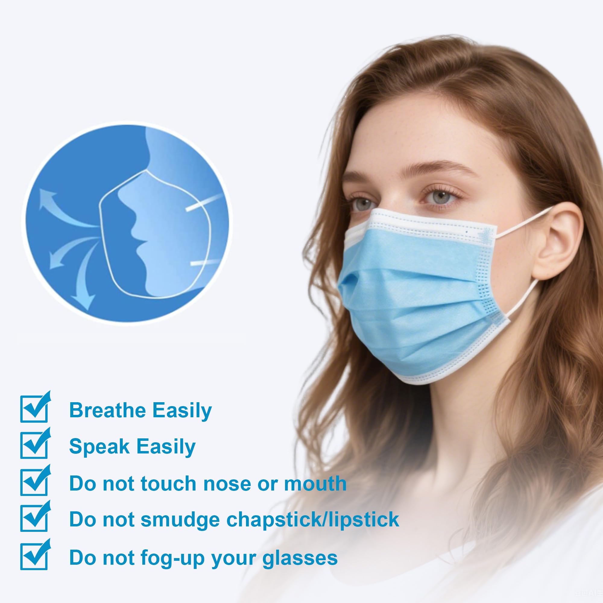 LEMENT blue face mask one size fits adults, suitable for men and women.