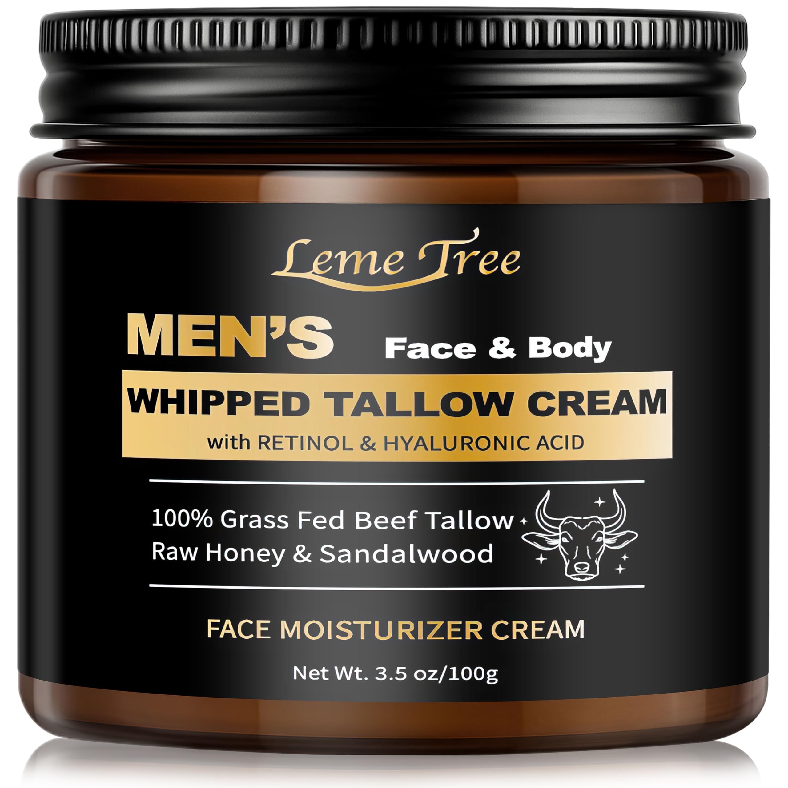 LemeTree men's beef tallow face cream jar for daily moisturizing