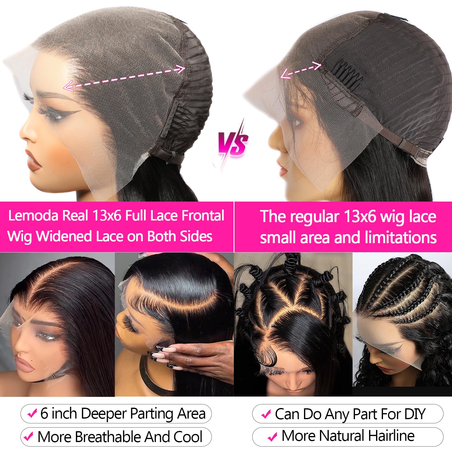 Lemoda 200-density straight wig for fuller everyday look
