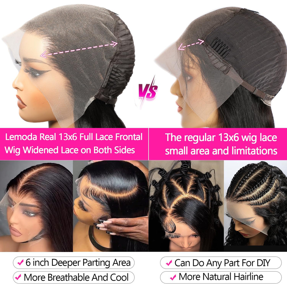 Lemoda 200-density straight wig for fuller everyday look
