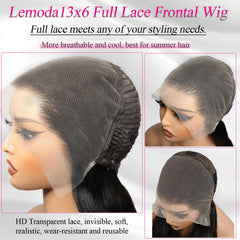 Lemoda HD transparent lace closeup showing natural hairline