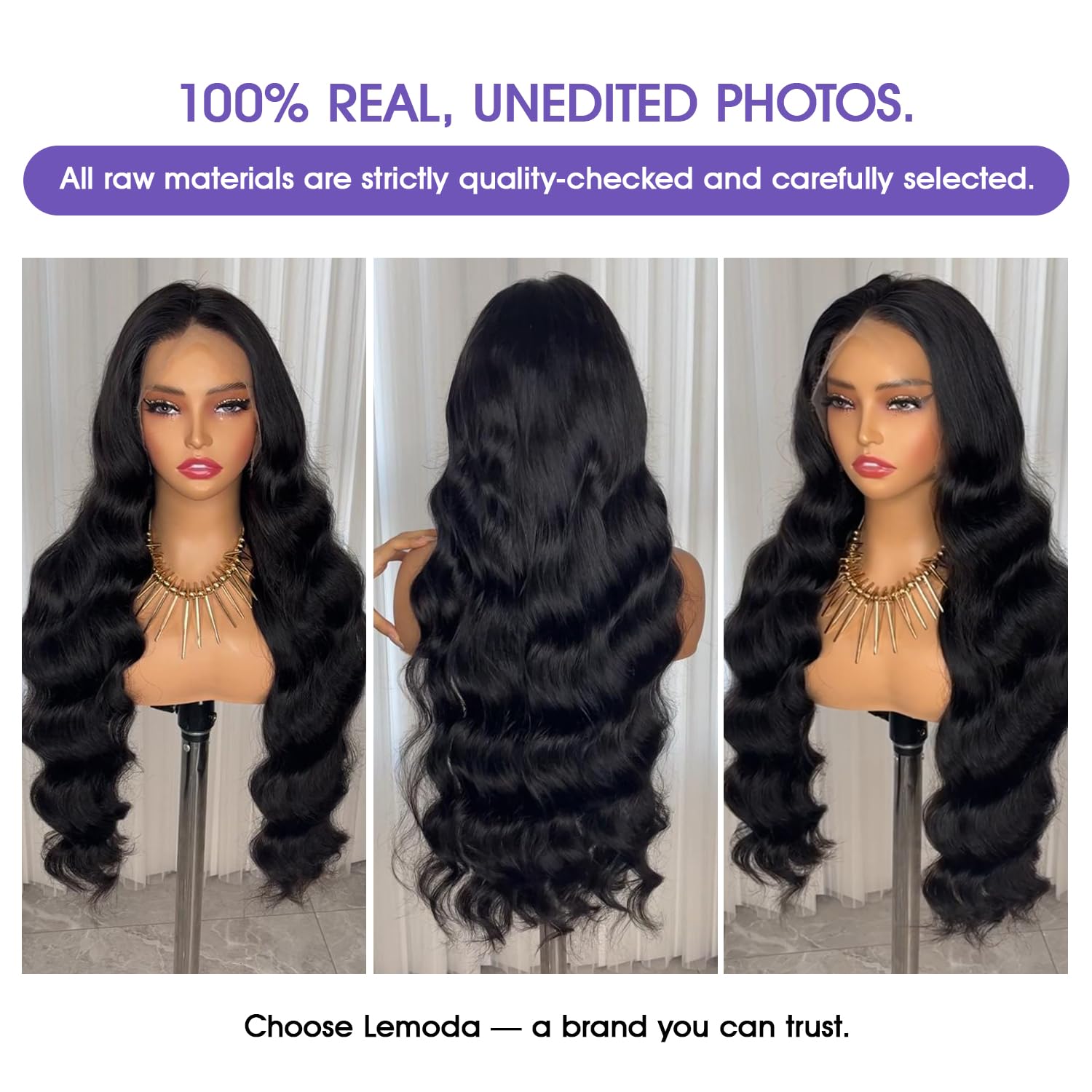 Lemoda HD transparent lace front wig for seamless scalp appearance