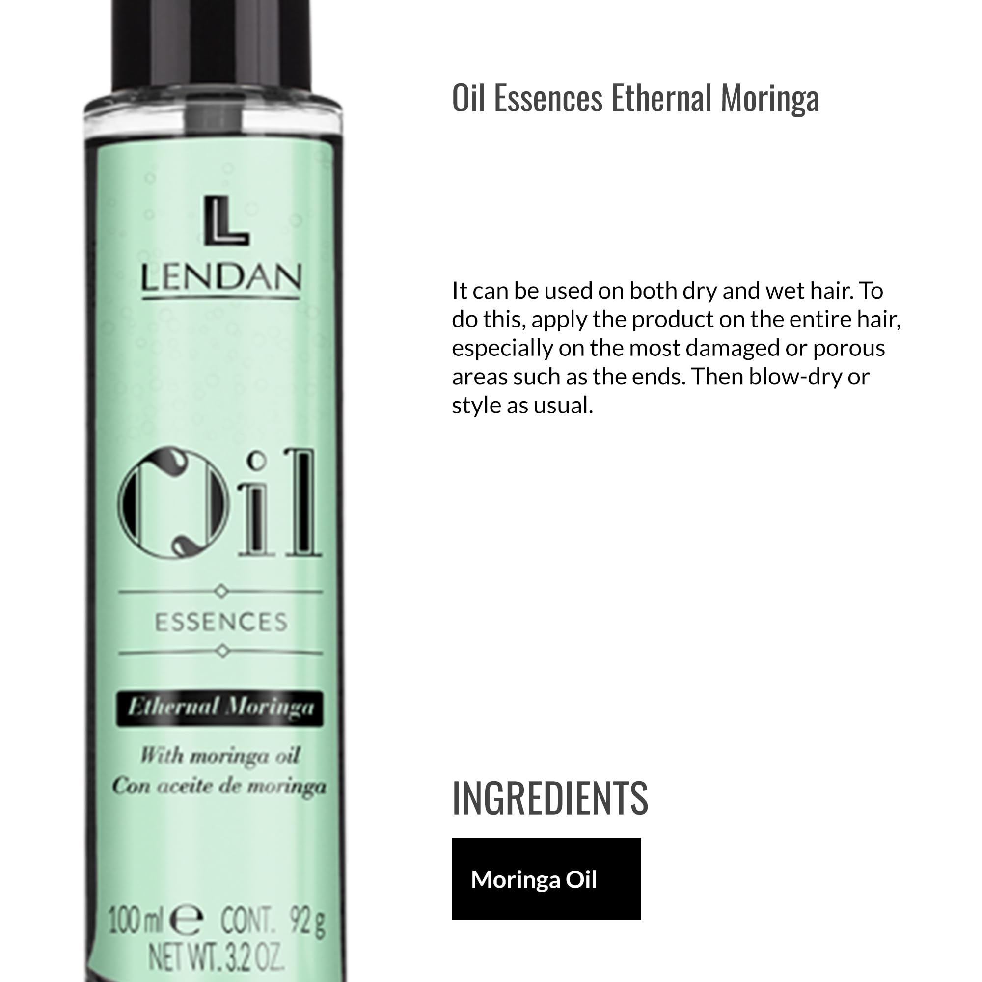 Lendan hair oil applied on dry hair focusing ends for frizz control and shine