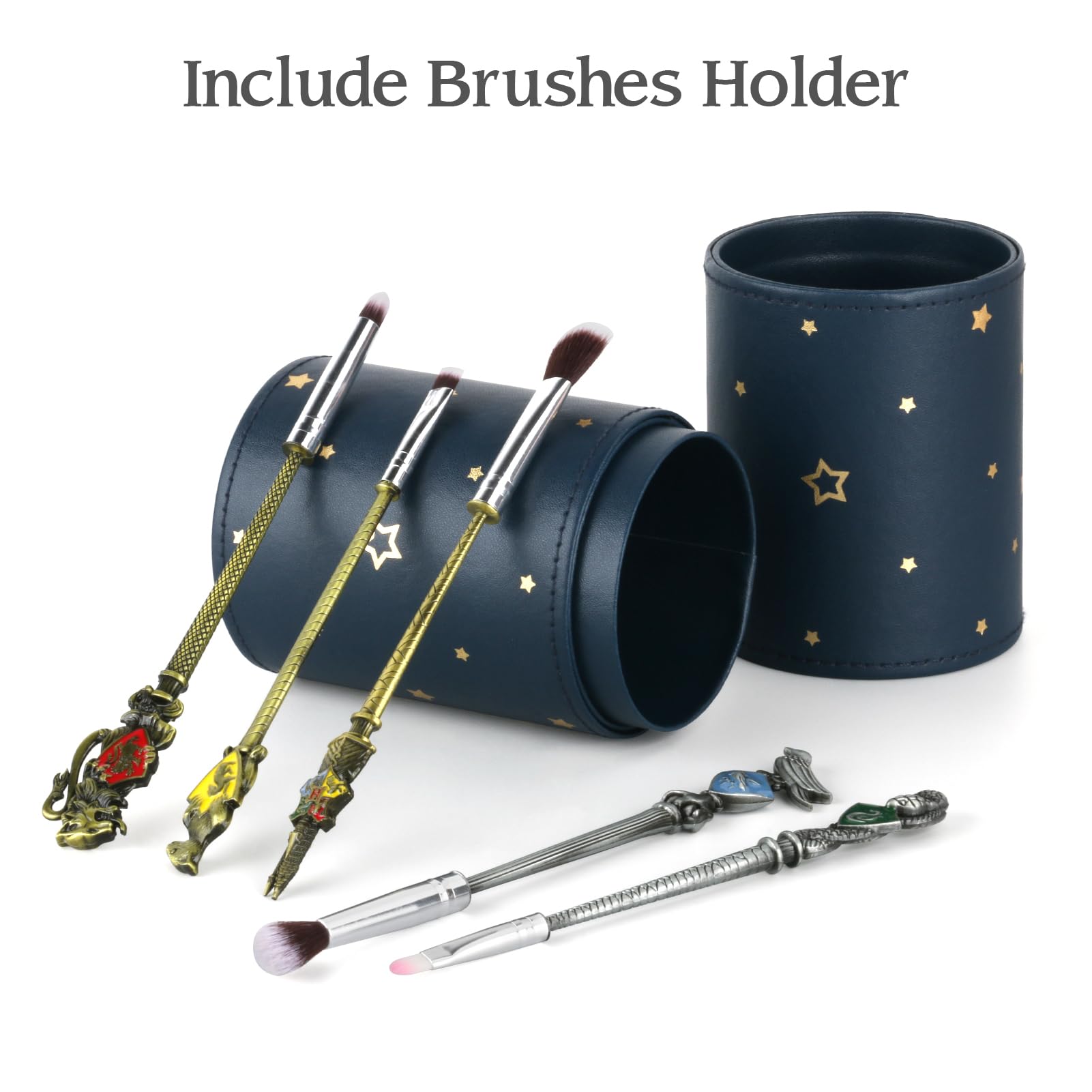 LENDOO wizard wand brushes close-up shows soft synthetic bristles for gentle, precise makeup.