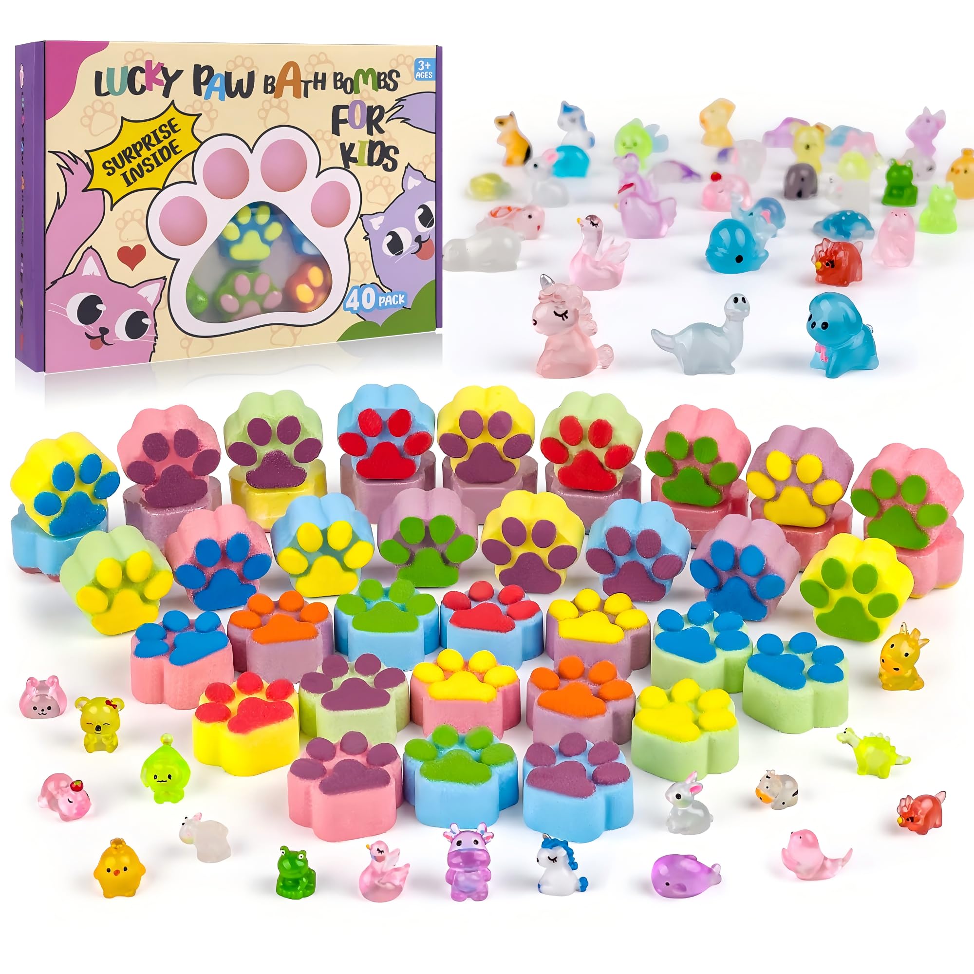 leoce cat-paw bath bomb with surprise toy enhances kids' bath time fun