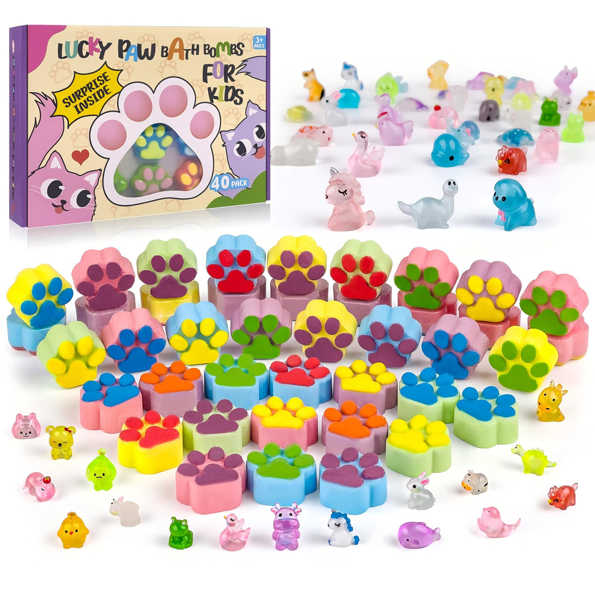 leoce cat-paw bath bomb with surprise toy enhances kids' bath time fun