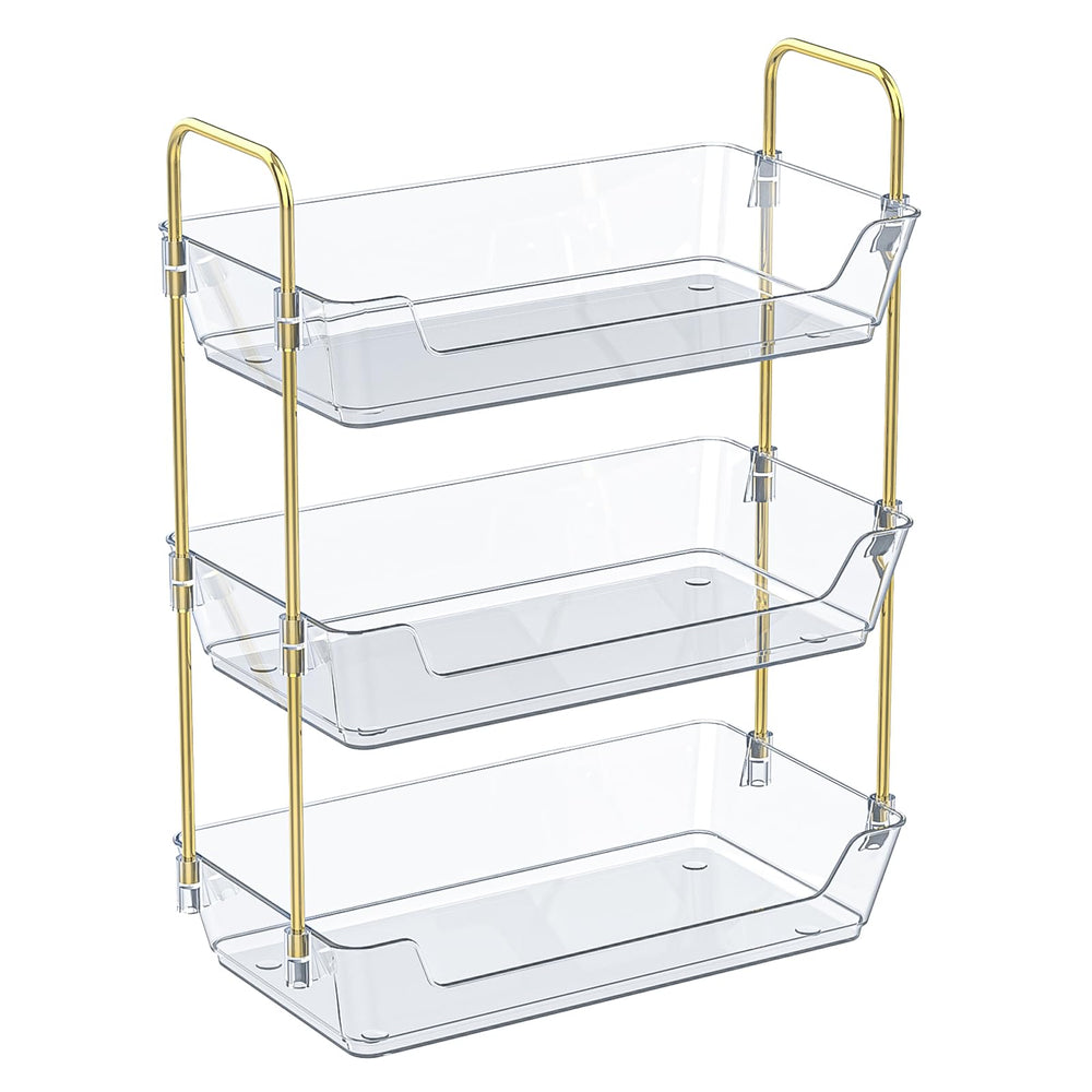 Leoenir 3-Tier Organizer raised edge design prevents slips during daily routines.