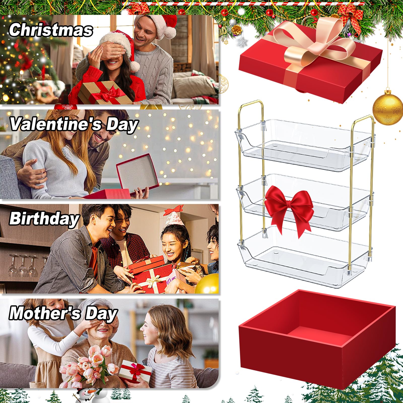 Leoenir 3-Tier Organizer stacked layout emphasizes space-saving storage for accessories.