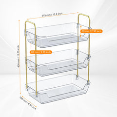 Leoenir 3-Tier Organizer close-up reveals frosted surfaces for easy grip and effortless cleaning.