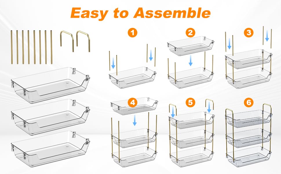 Leoenir 3-Tier Organizer vanity setup shows versatile storage for skincare and office supplies.