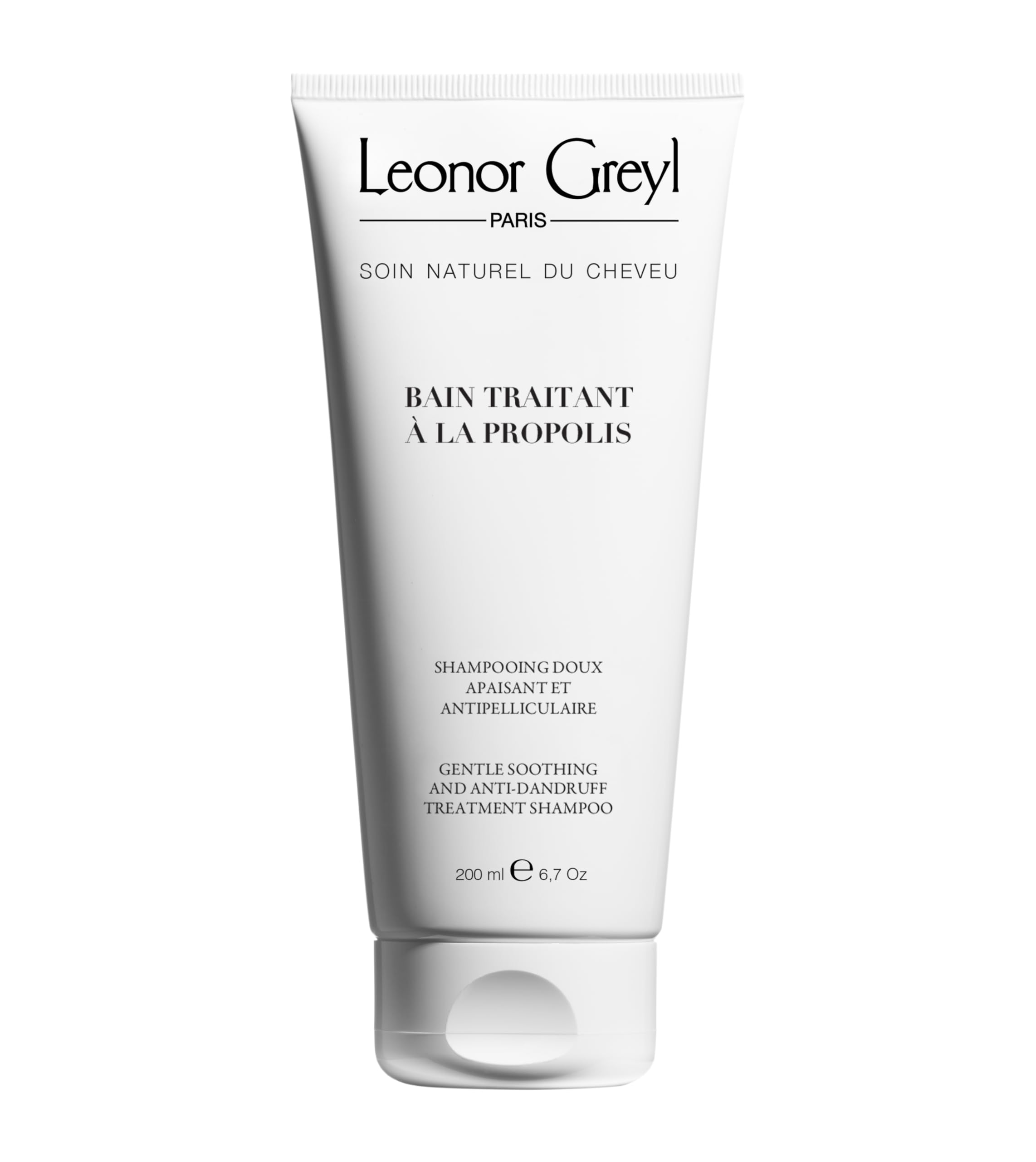 Leonor Greyl Gentle Dandruff Shampoo bottle shows soothing scalp care and itch relief