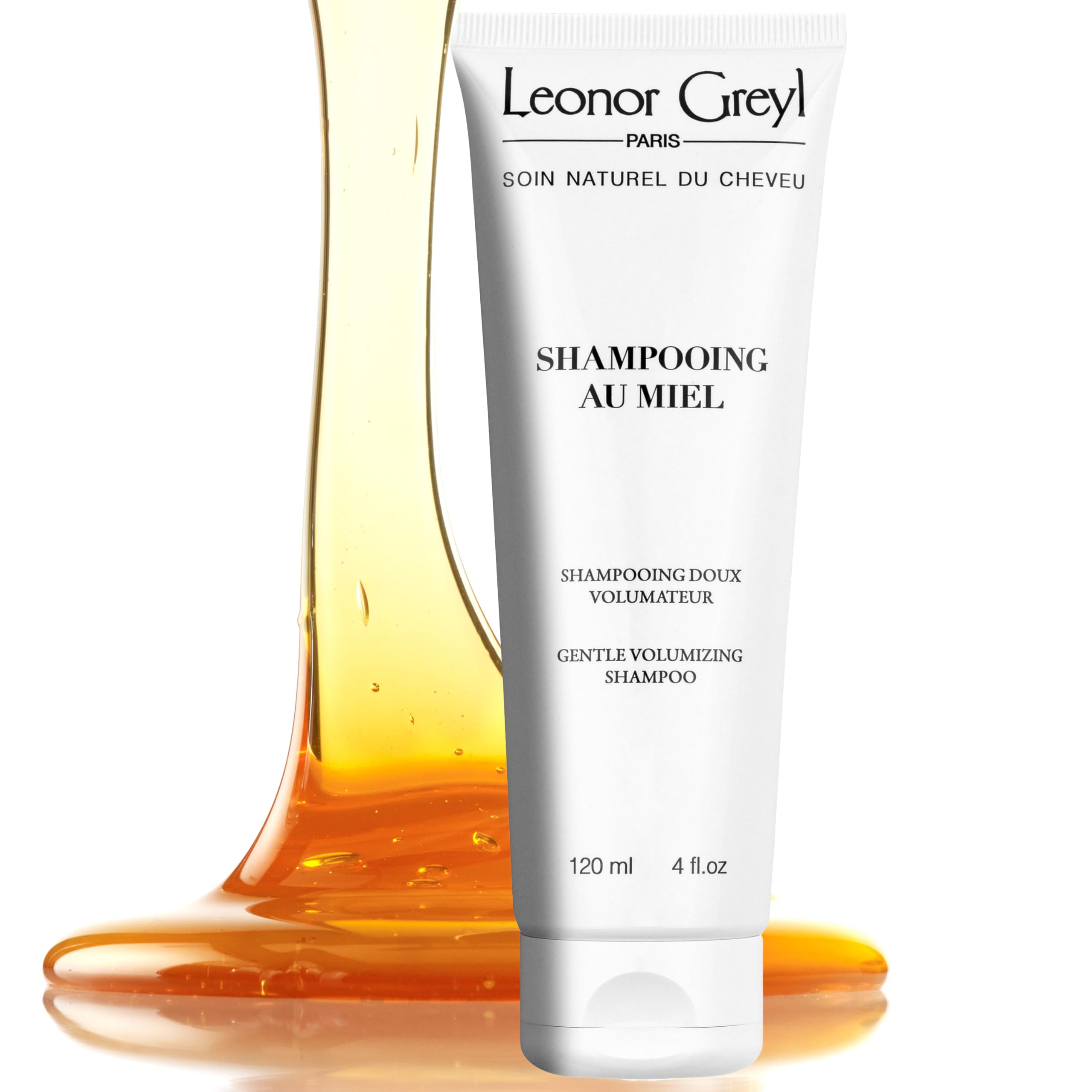 Leonor Greyl Gentle Volumizing Honey Shampoo bottle boosts shine and volume.