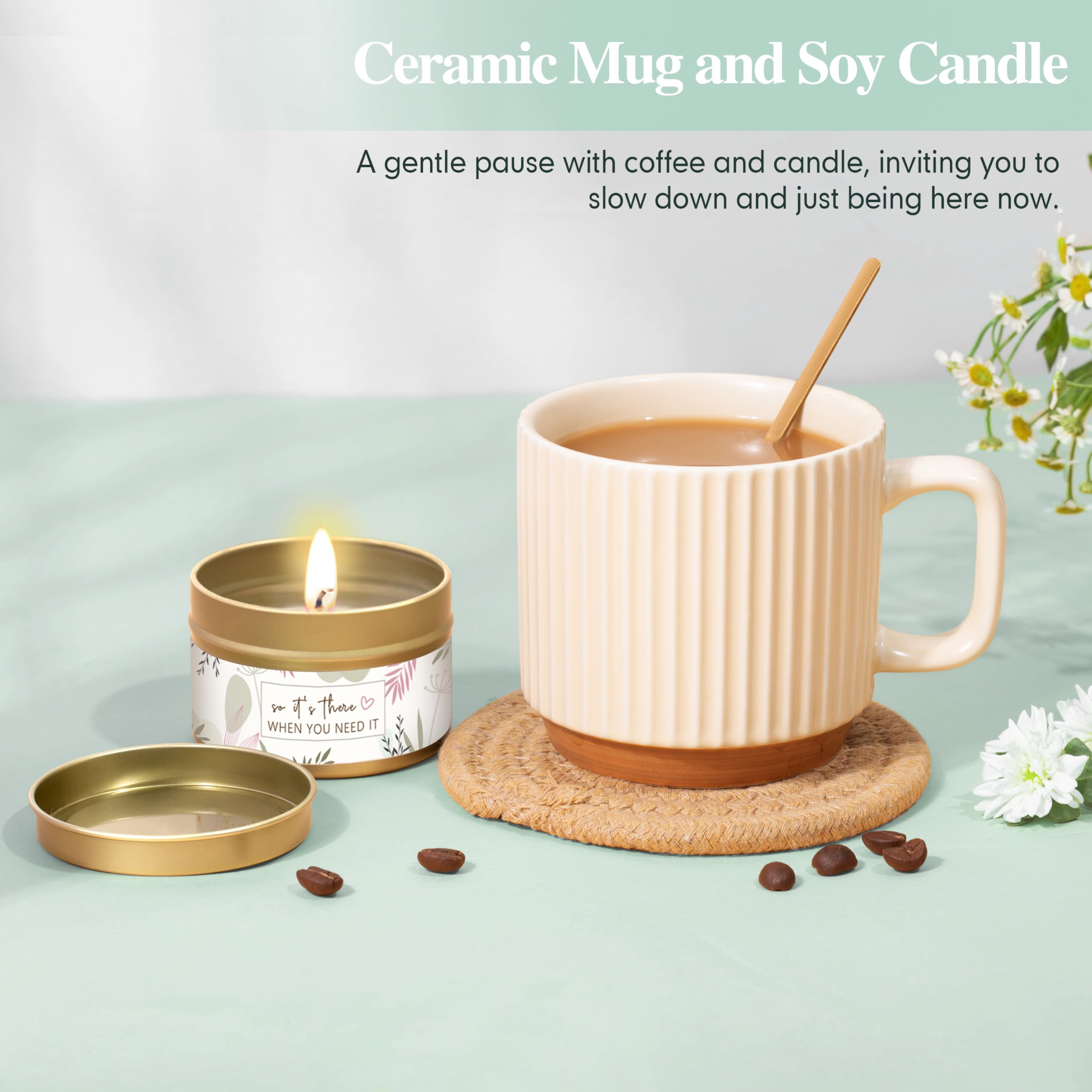 Lepiche ceramic mug with stirring spoon; ideal for warm drinks on chilly days for her.