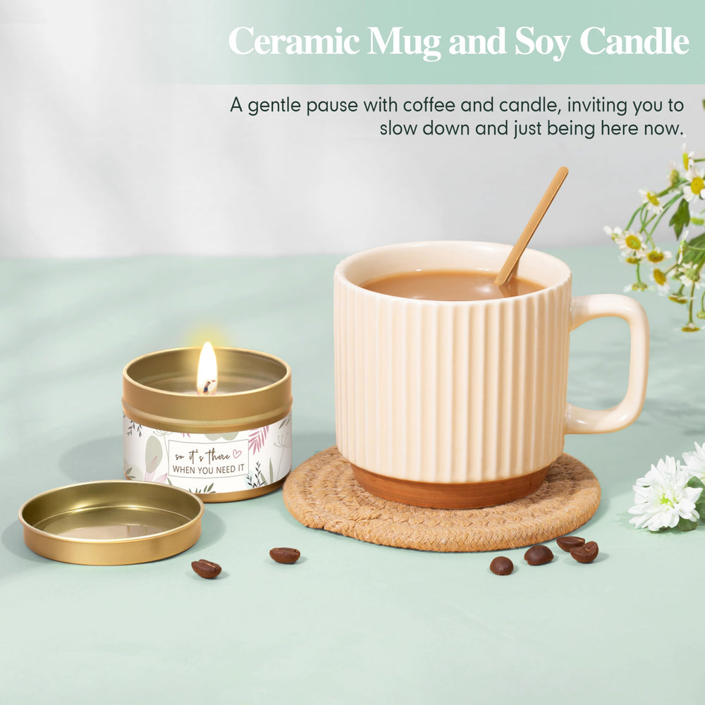 Lepiche ceramic mug with stirring spoon; ideal for warm drinks on chilly days for her.