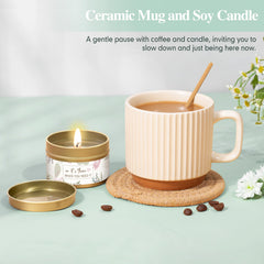 Lepiche ceramic mug with stirring spoon; ideal for warm drinks on chilly days for her.