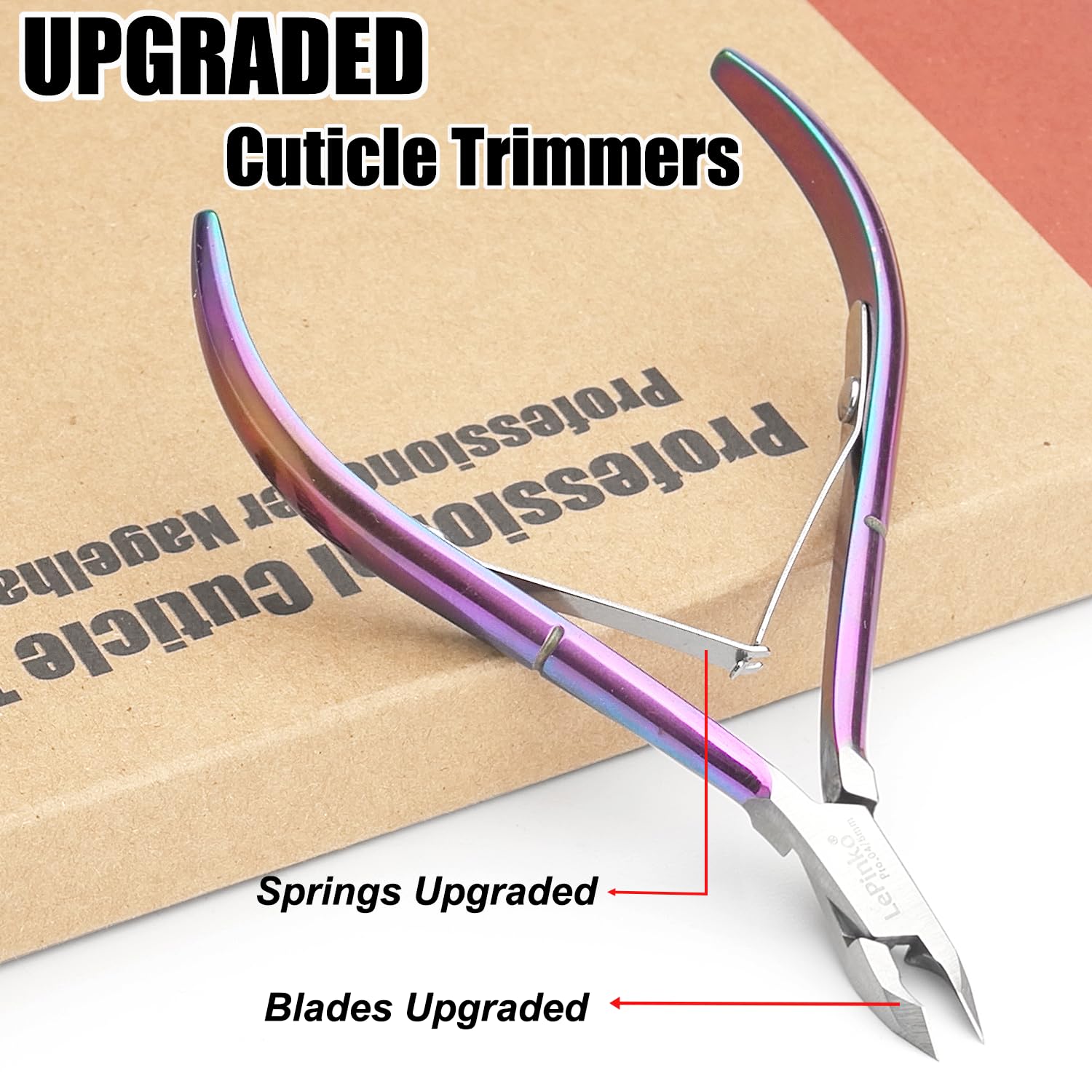 LePinko cuticle trimmer 5mm jaw close-up showing sharp blades for clean lines.