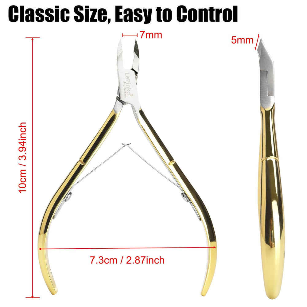 LePinko cuticle trimmer 5mm jaw close-up for neat straight cuts.