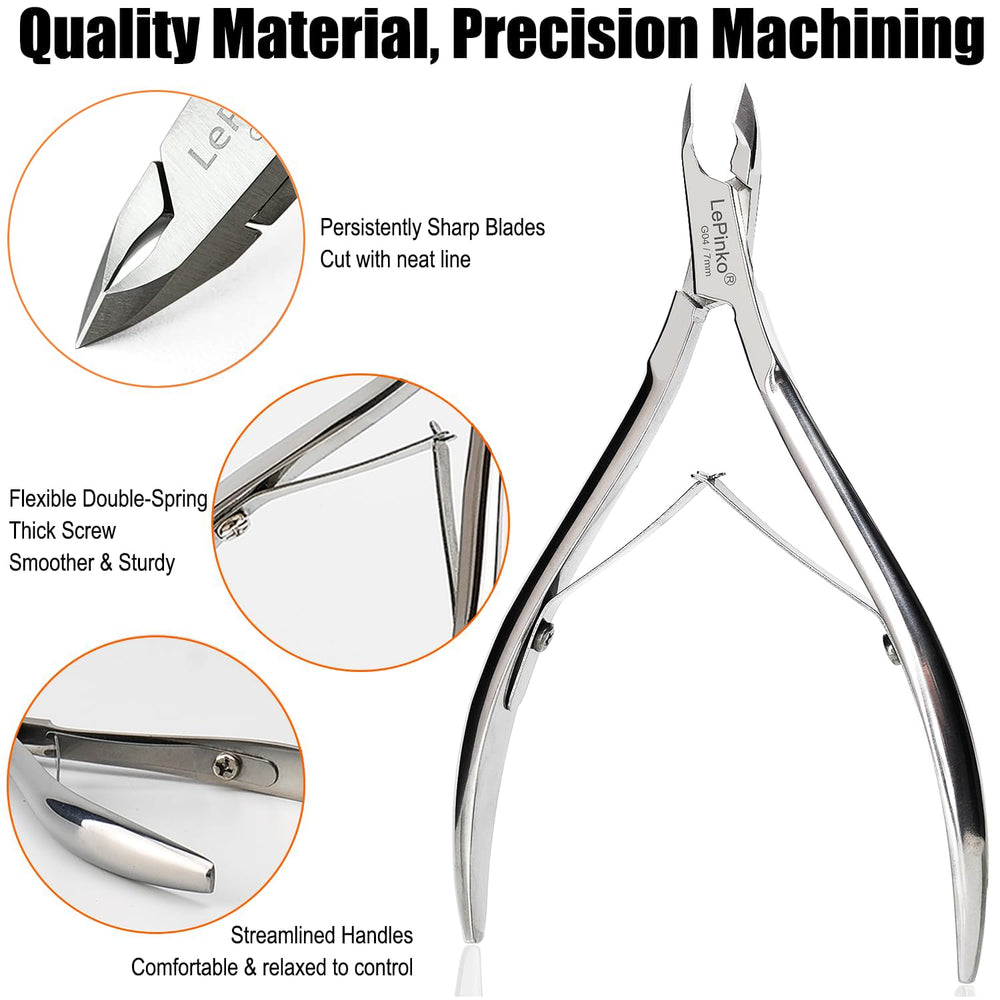 LePinko cuticle trimmer 5mm jaw detail enables precise trimming.