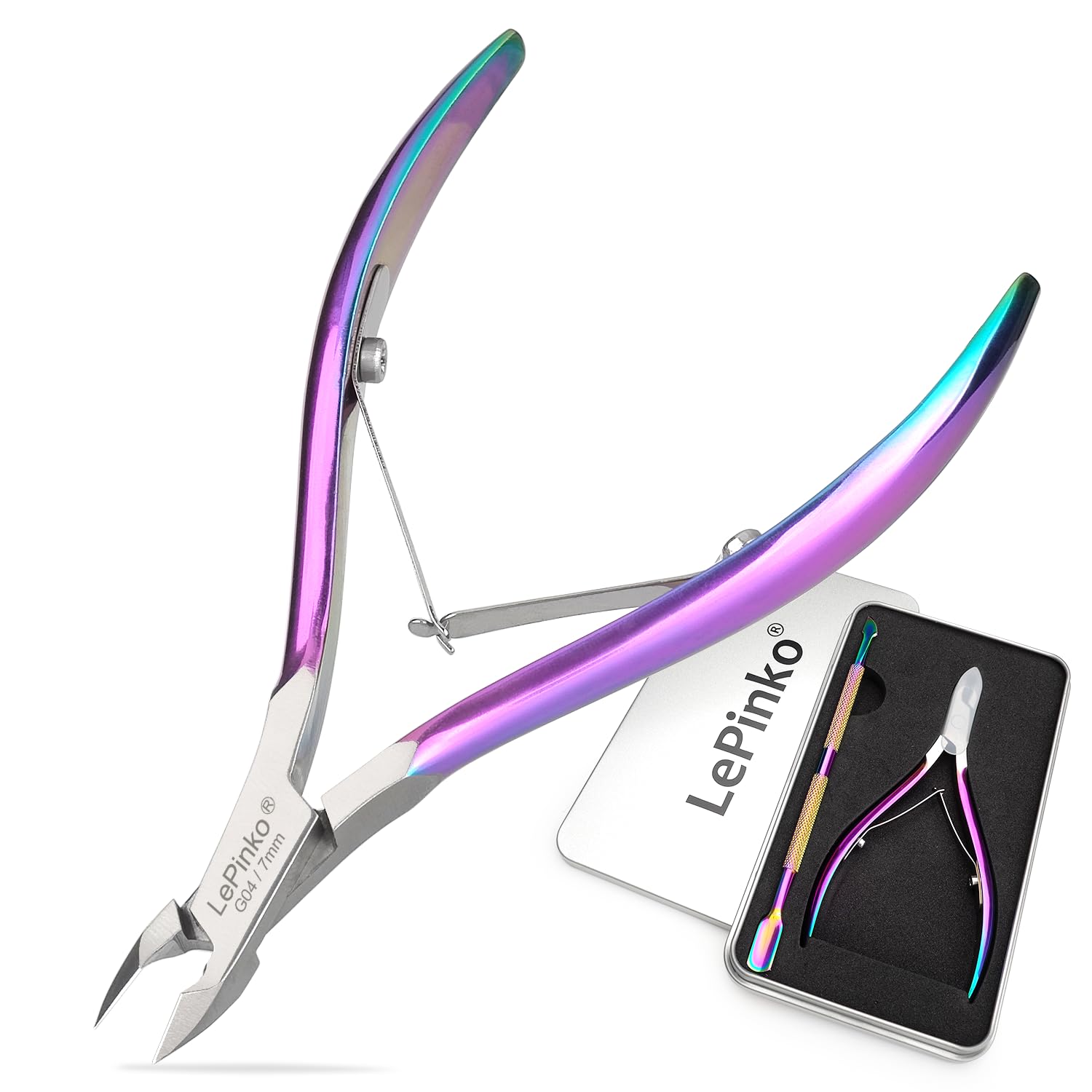 LePinko cuticle trimmer blade close-up showing sharp edge for neat cuts