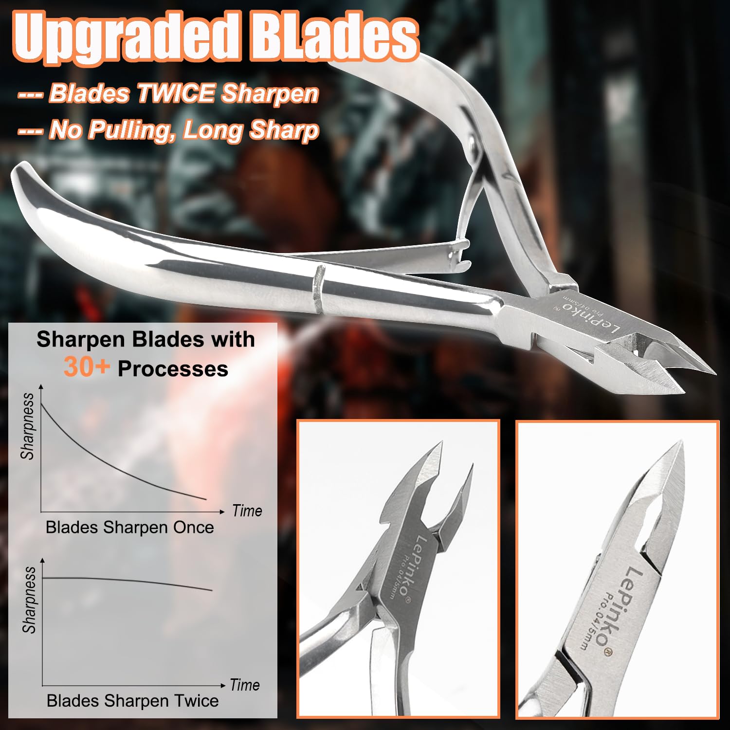 LePinko cuticle trimmer detailed blade for straight, neat lines.