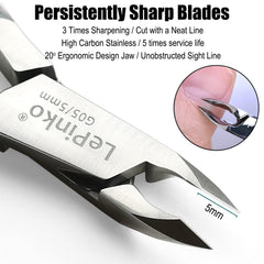 LePinko cuticle trimmer ergonomic handle reduces wrist strain.