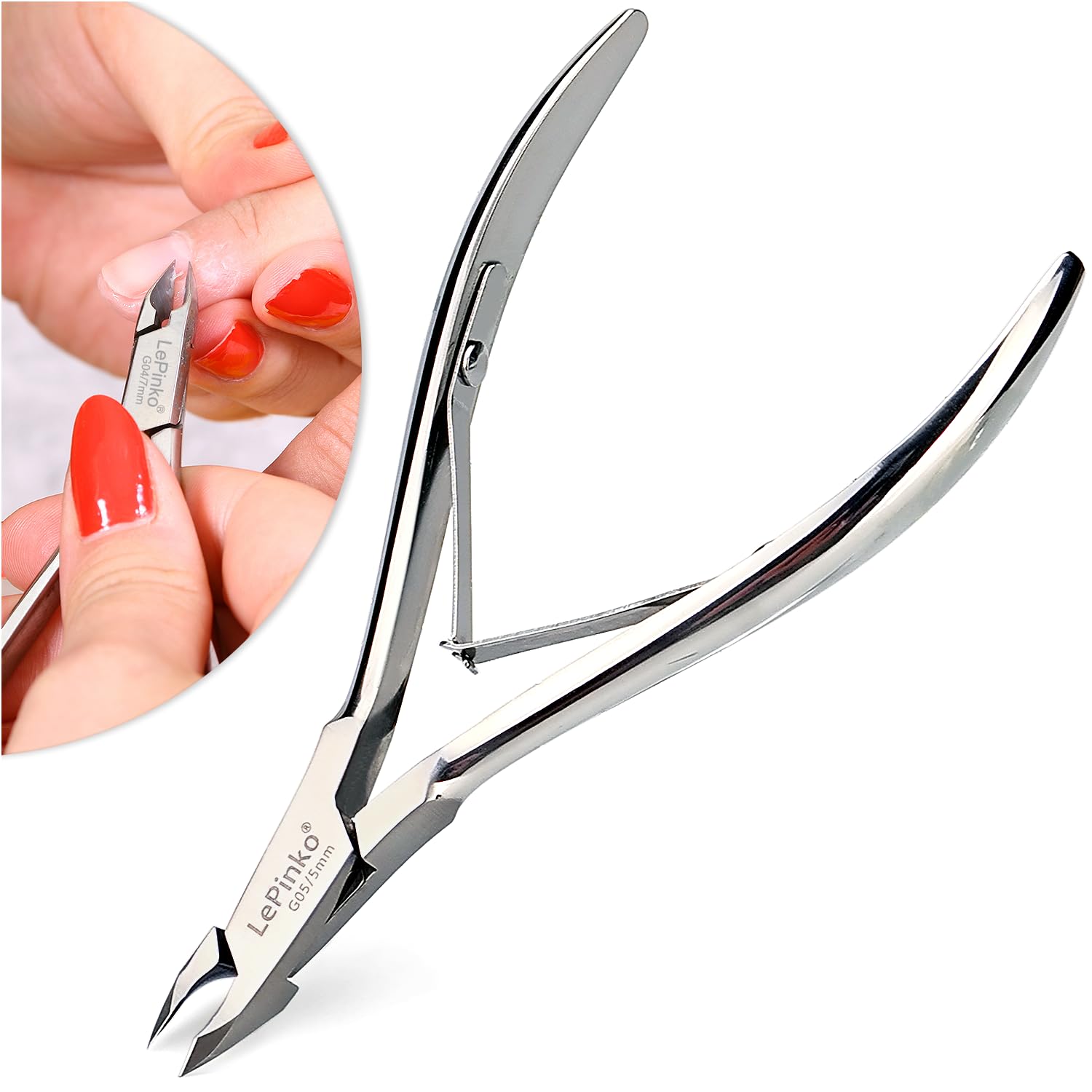 LePinko cuticle trimmer kit front-angle for precise grooming.
