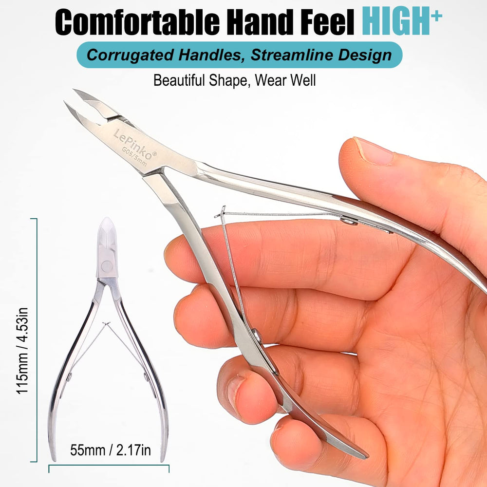LePinko cuticle trimmer travel-size compact tool fits in a purse.