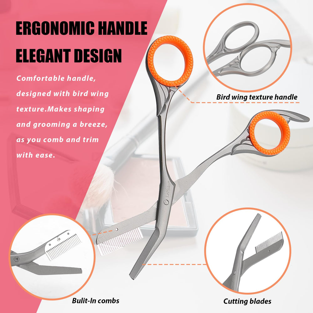 LePinko trimming scissors 57-inch length for versatile brow styling.