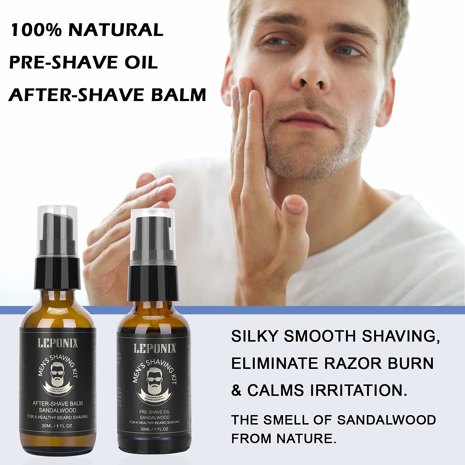 LEPONIX sandalwood scent offers an earthy, subtle fragrance for a refined routine