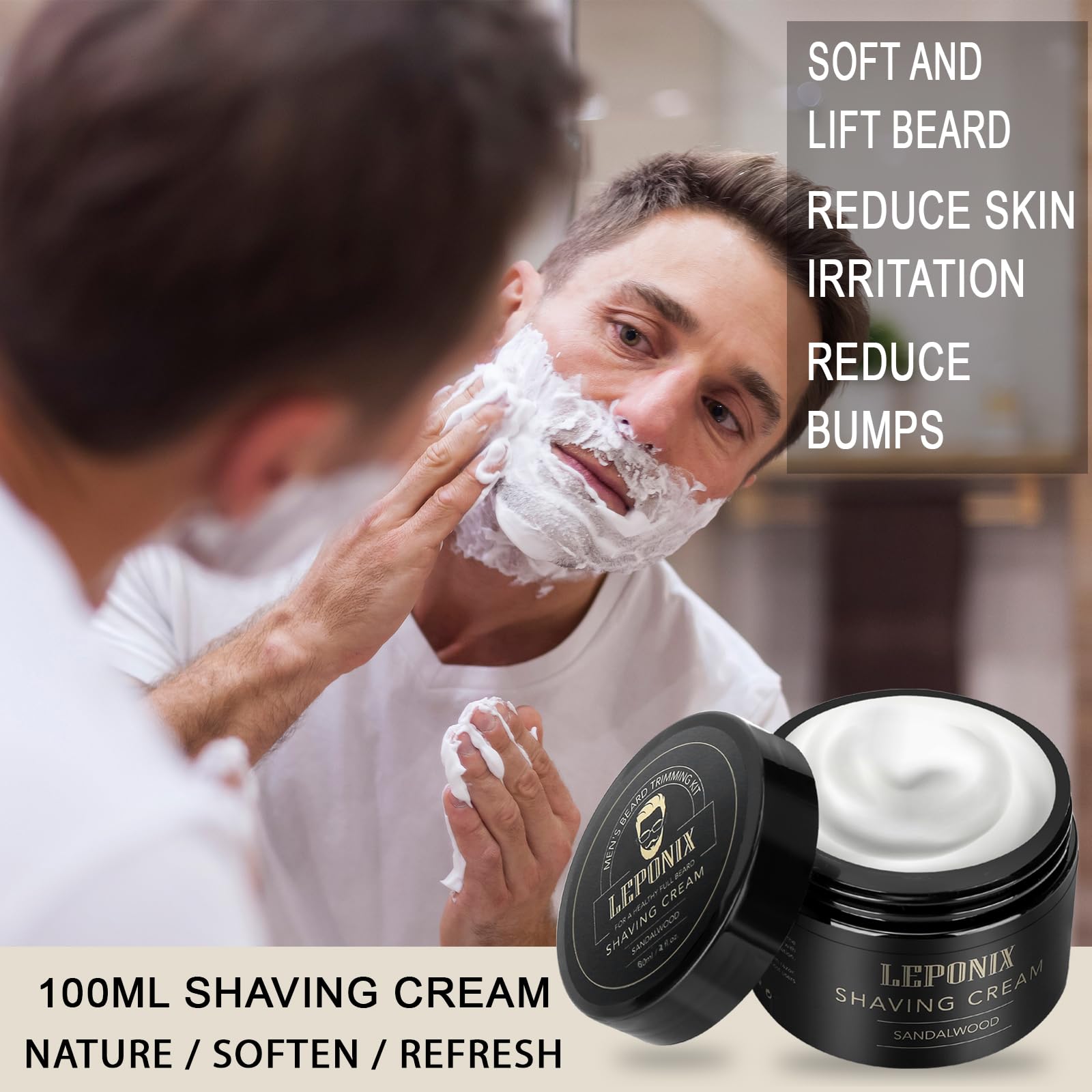 LEPONIX shaving bowl stainless steel demonstrating professional lather prep