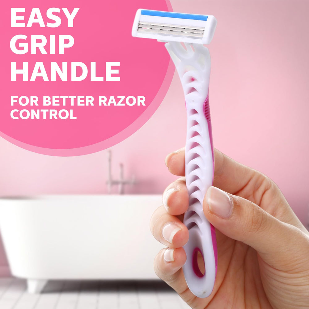 Leriton textured nonslip handle offers control during shaving.