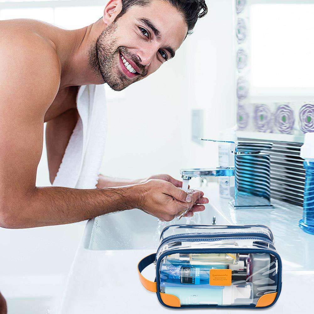 Lermende clear toiletry bag folded compact fits into luggage space neatly.