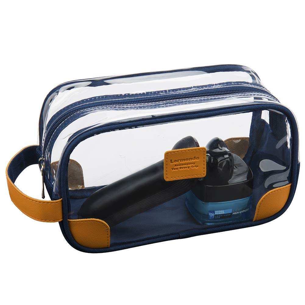 Lermende clear toiletry bag front view for quick visibility and organized packing.