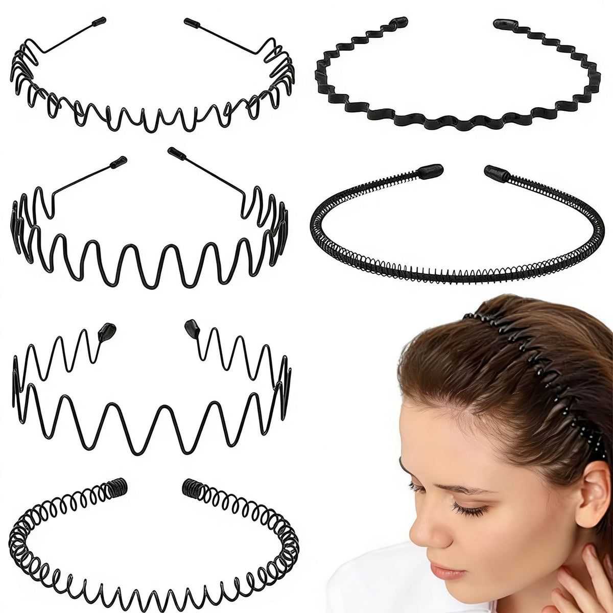 LERNOU metal headbands with a wavy design provide secure non-slip fit during workouts.