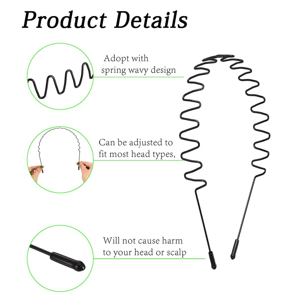 LERNOU 6-pack headbands feature adjustable wire for a customizable, comfortable fit.