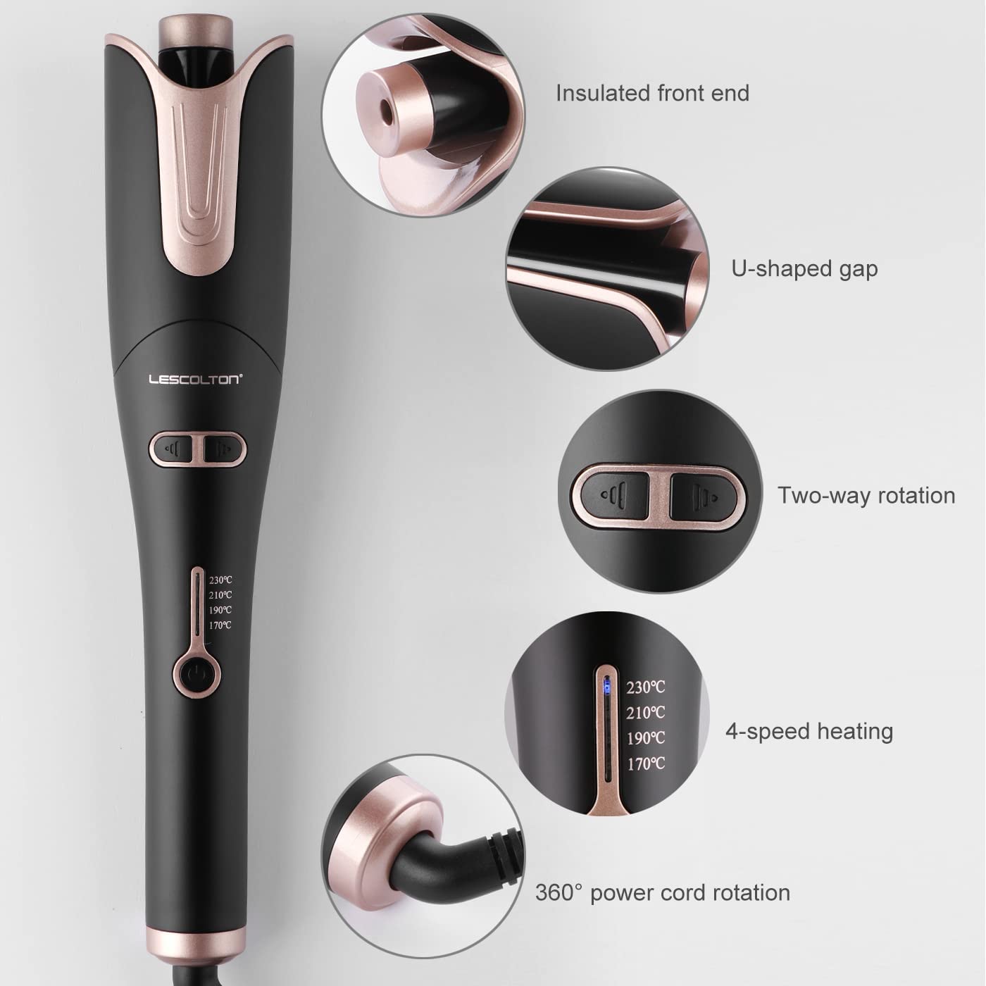 LESCOLTON curler anti-scald design protects hands during use.