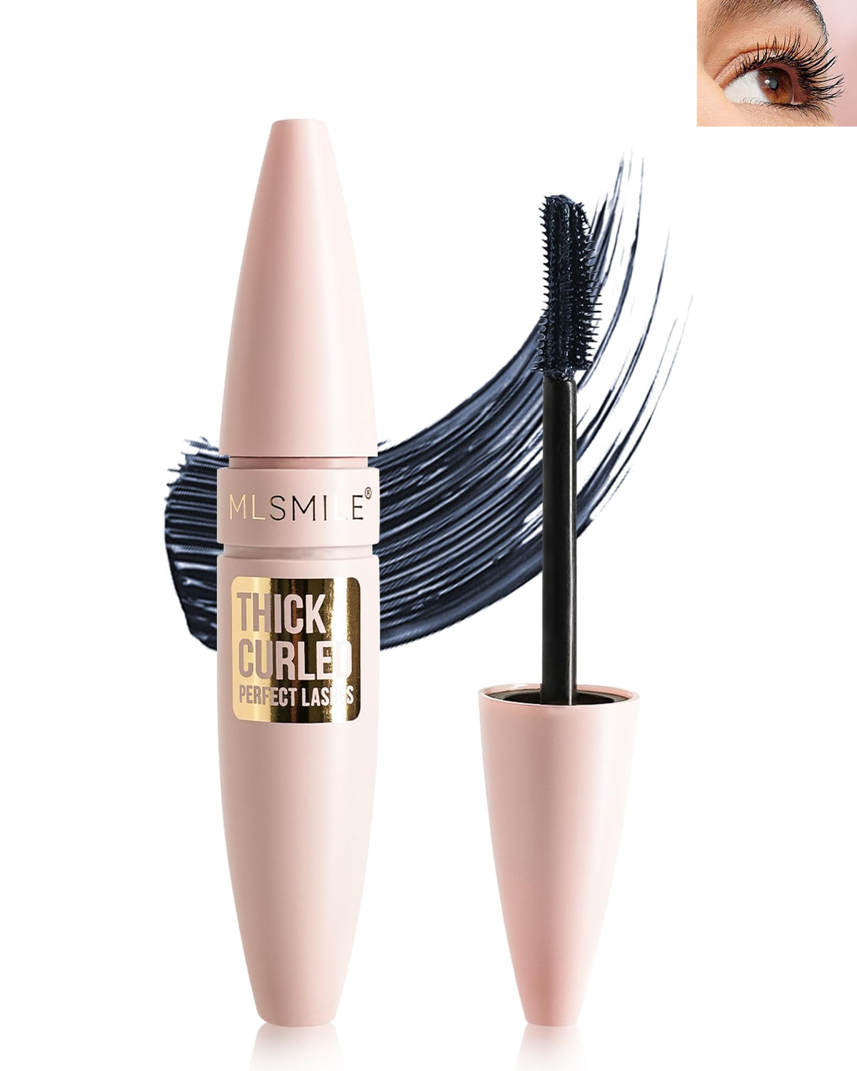 Lestpola mascara bottle close-up showing tubing formula for smudge-proof wear