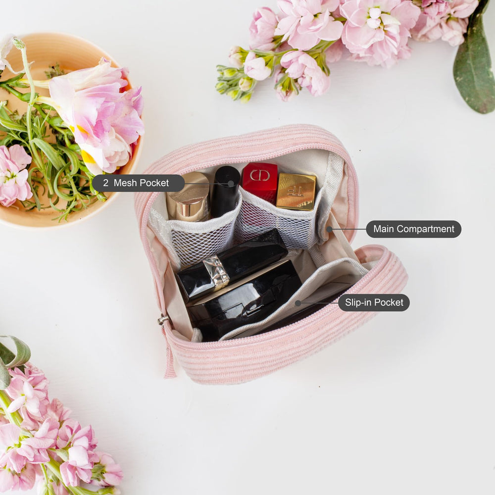 LETGO corduroy makeup bag shows durability for daily essentials.