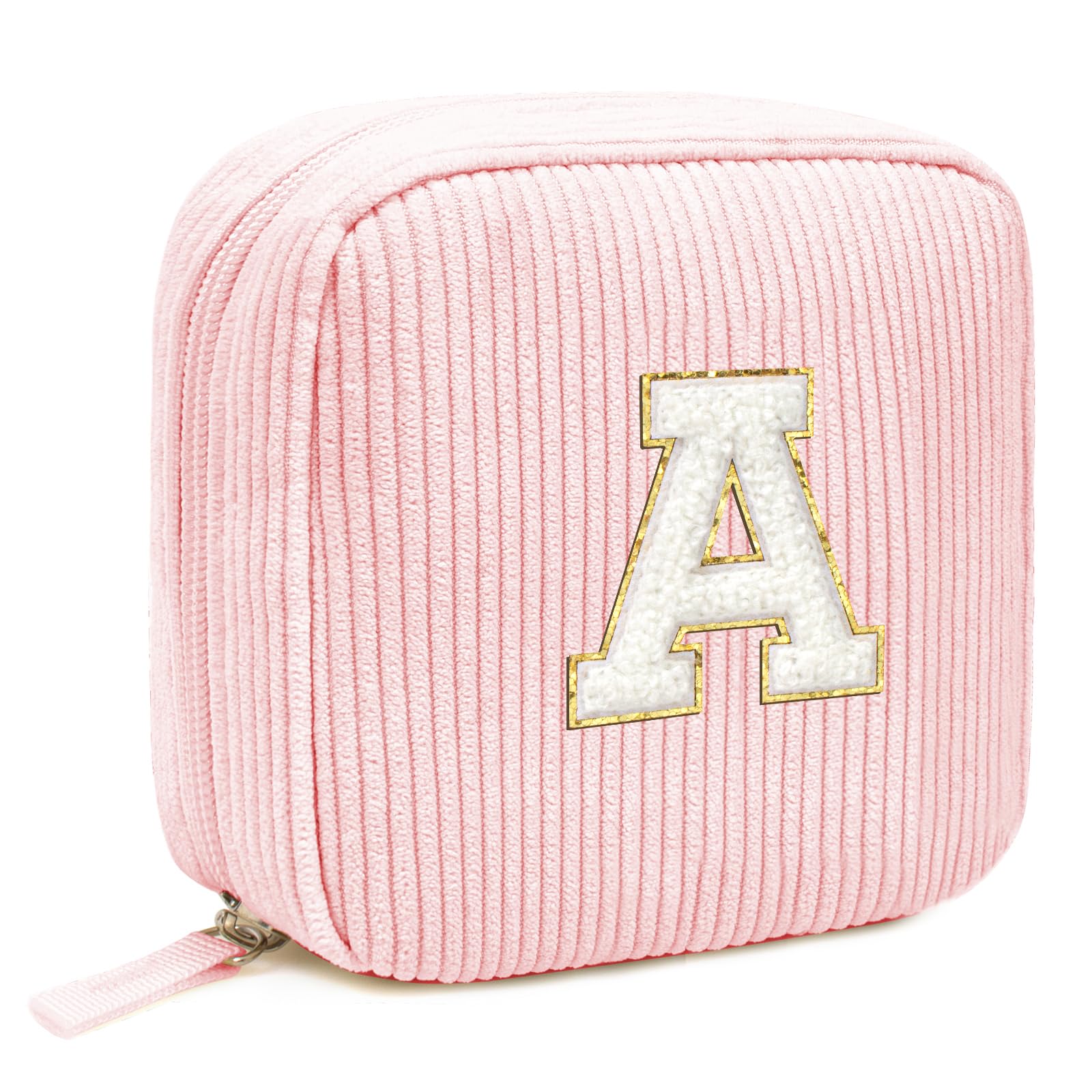 LETGO monogram pink makeup bag front view for gifts and organization.