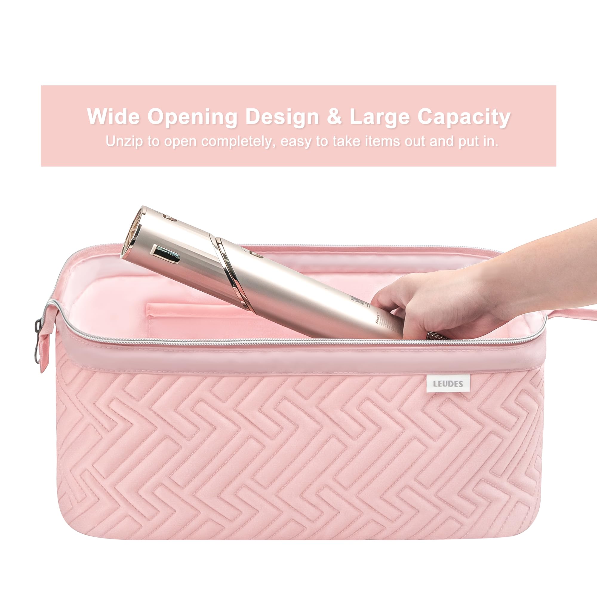 Leudes travel bag open interior for quick access to wands and dryers