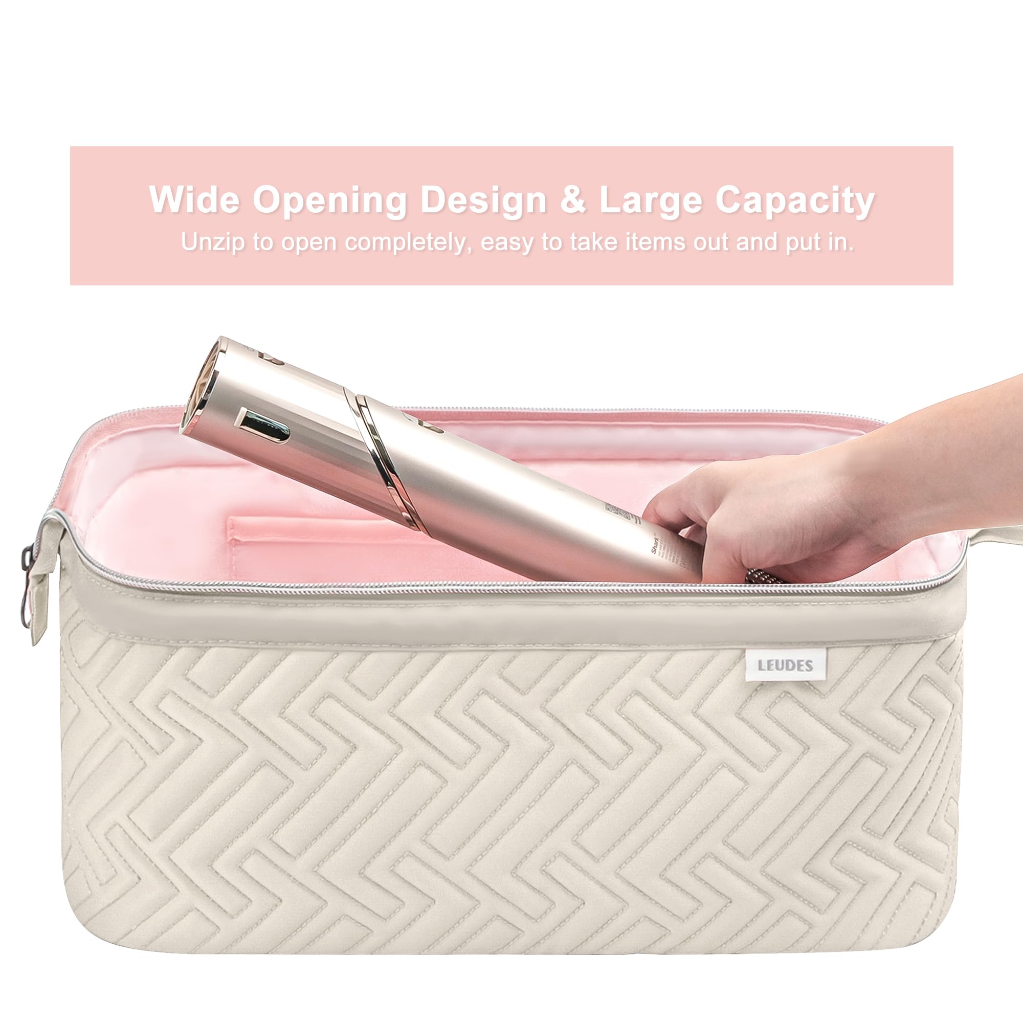Leudes travel bag with Dyson Airwrap compatibility for organized attachment transport