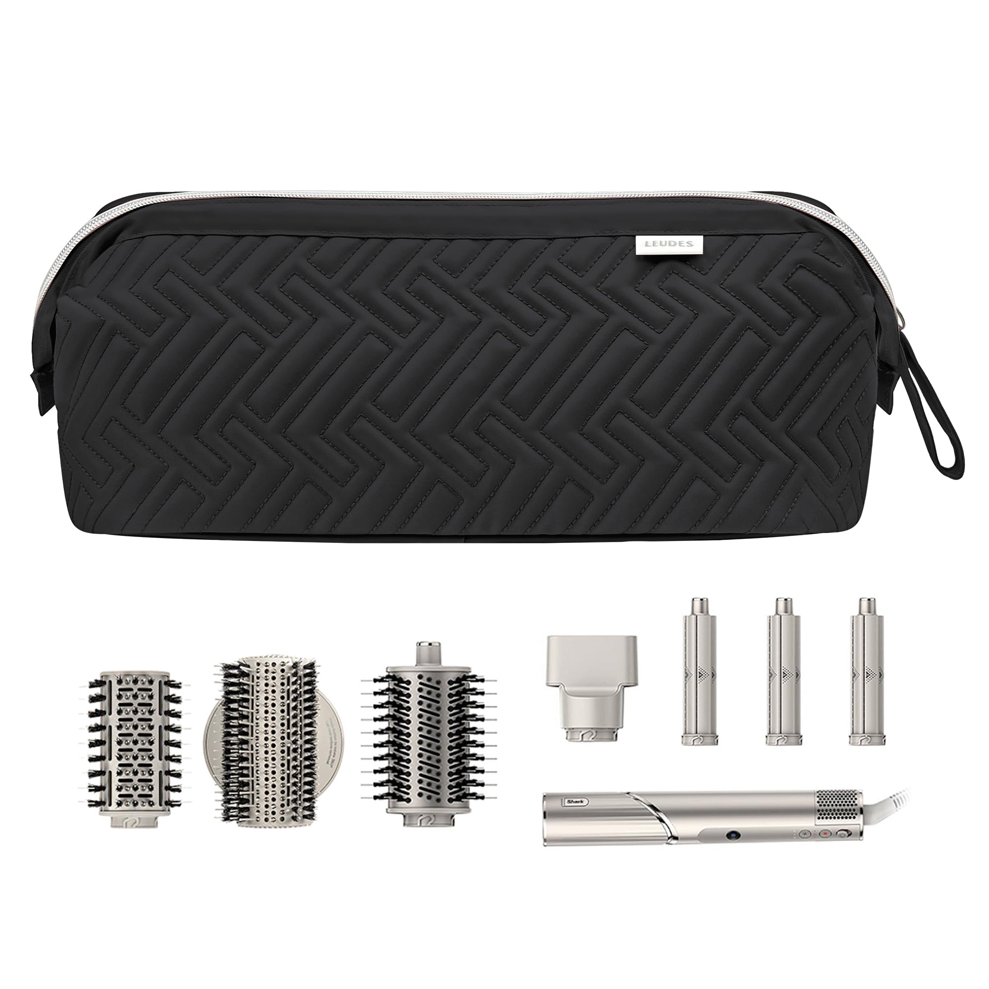 Leudes travel bag features two clear zipper pockets for accessories.
