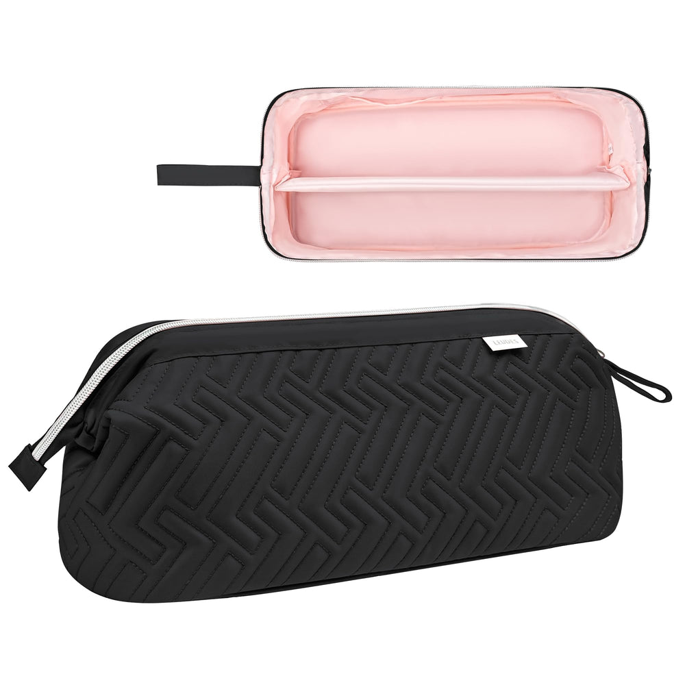 Leudes travel bag interior is padded to protect curling wand and dryer.