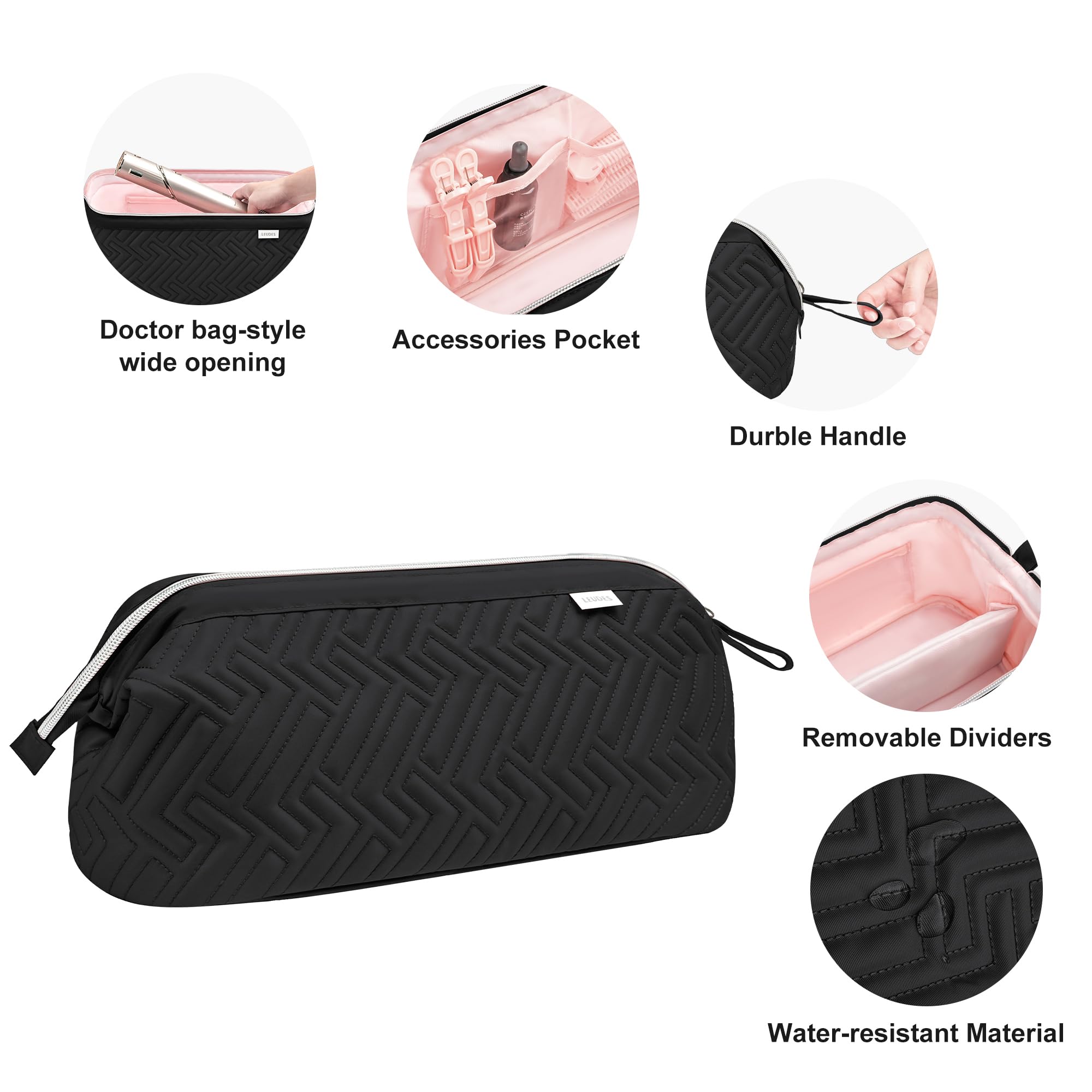Leudes travel bag can be hung on a wall for space saving.