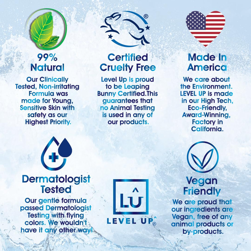 Level Up deodorant application during morning routine provides clean, long-lasting odor control.